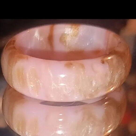 Elegant Pink Marble bangle ring sz 6 - Picture 5 of 6